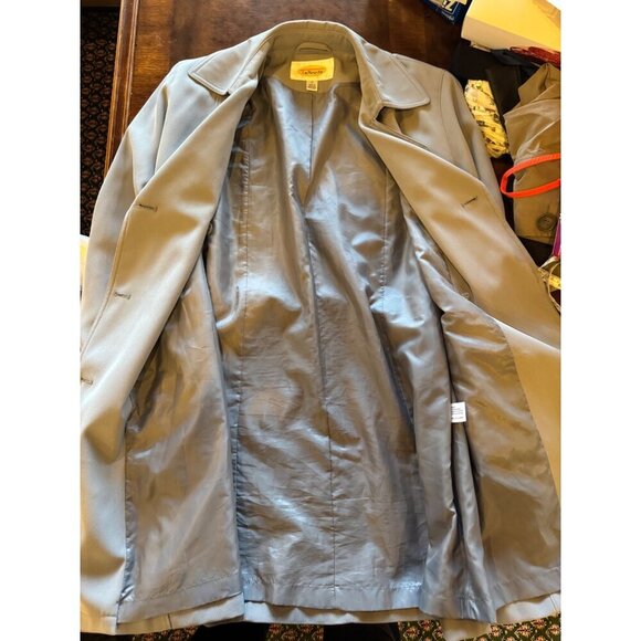 Talbots Coat Women 10 Gray Double Breasted Belted Trench Jacket Outerwear Preppy - Picture 11 of 11